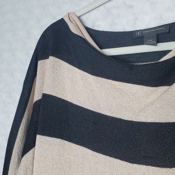 INC Black and Gold Metallic Striped Top - Picture 2 of 4